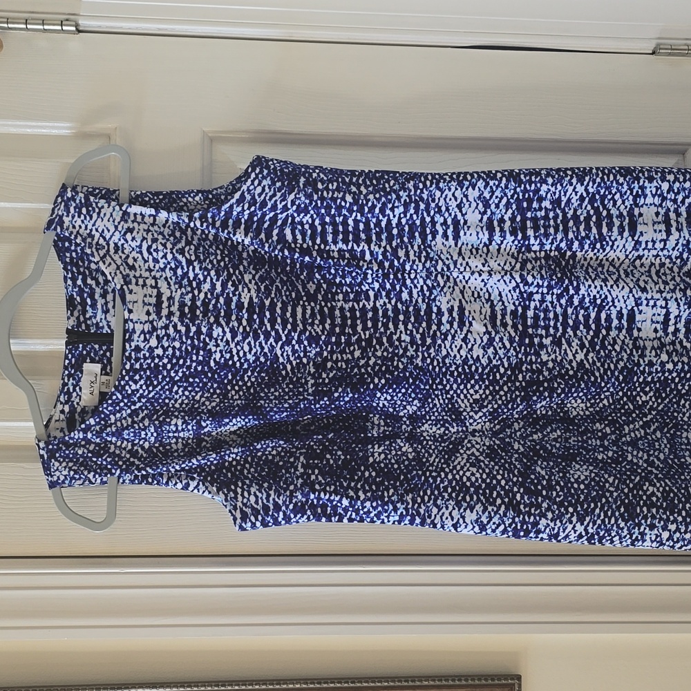 ALYX LIMITED BRAND WOMEN'S BLUE & WHITE SLEEVELESS SUMMER DRESS SIZE 14